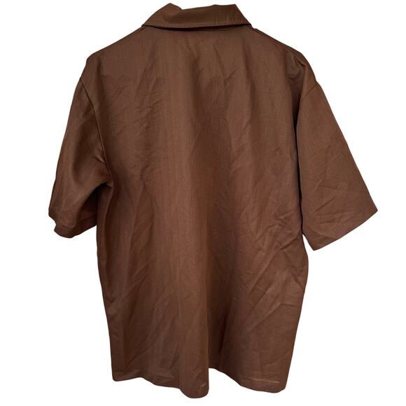 Vintage Jantzen 100 Brown Polo Shirt Men’s L Made in USA 70s Disco Collar - Picture 2 of 7